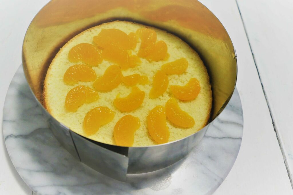 Glutenfreie Käsesahne mit Mandarinen, Rezept in der Herstellung