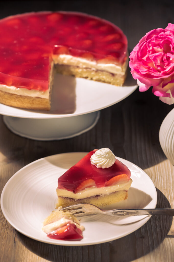 Erdbeerkuchen mit Pudding selber machen, glutenfreies Rezept 