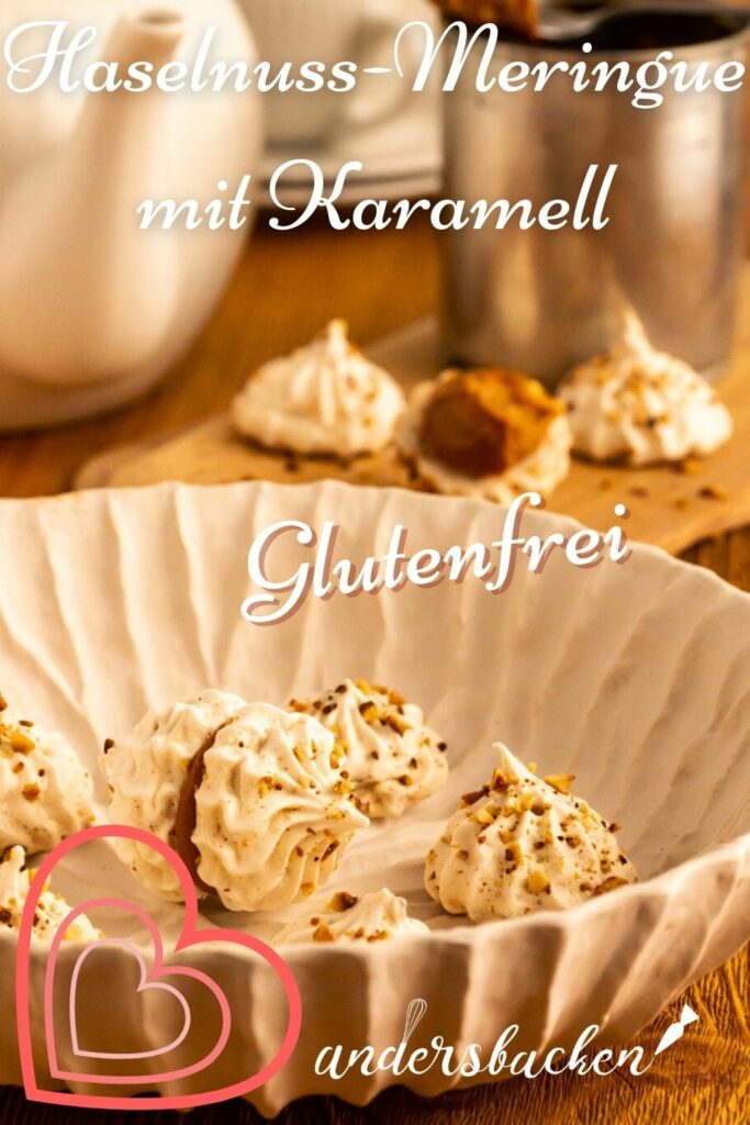 Rezept für glutenfreie Haselnuss-Meringue Cookies mit Karamell